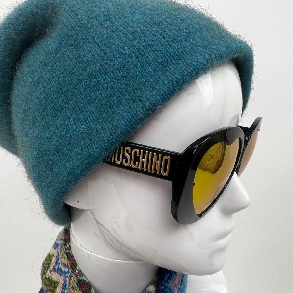 Moschino NWT Heart Shaped Jet Black Oversized Frame Sunglasses - Picture 10 of 12